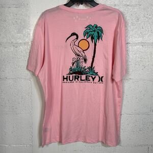 Hurley men's Everyday Stork Palms Short Sleeve T-Shirt in Lollipop Heather, XL